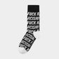 Socks Sigtuna - Fuck Racism - Pattern - Black