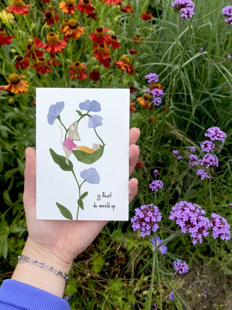 Postkaart - Jij fleurt de wereld op