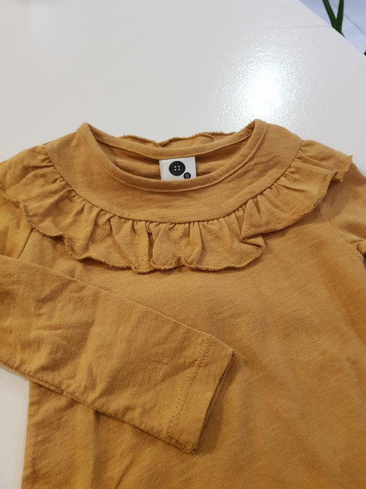 Tee w. Ruffle - Mustard