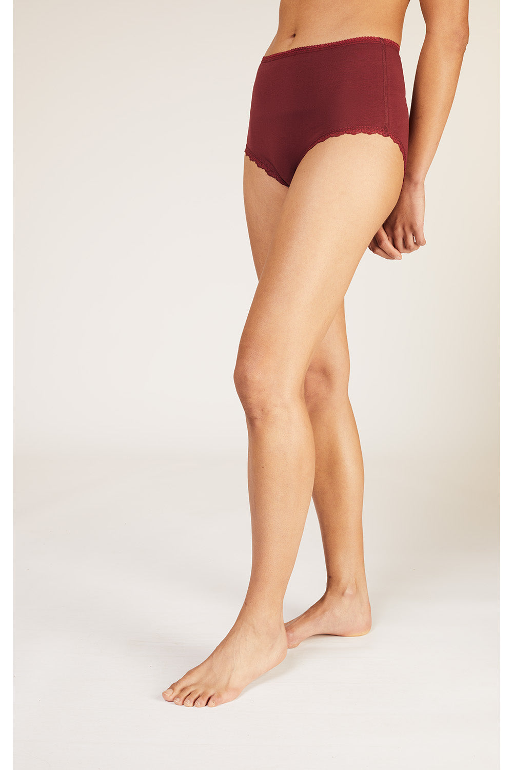 High Waist Briefs - Burgundy